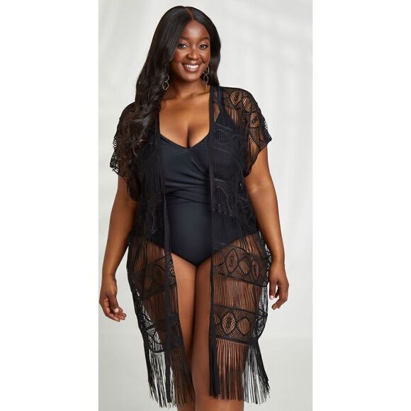 NEW WITH TAGS WOMEN Ana & Rose Crocheted Kimono Ana & Rose's crocheted kimono co - Picture 1 of 7